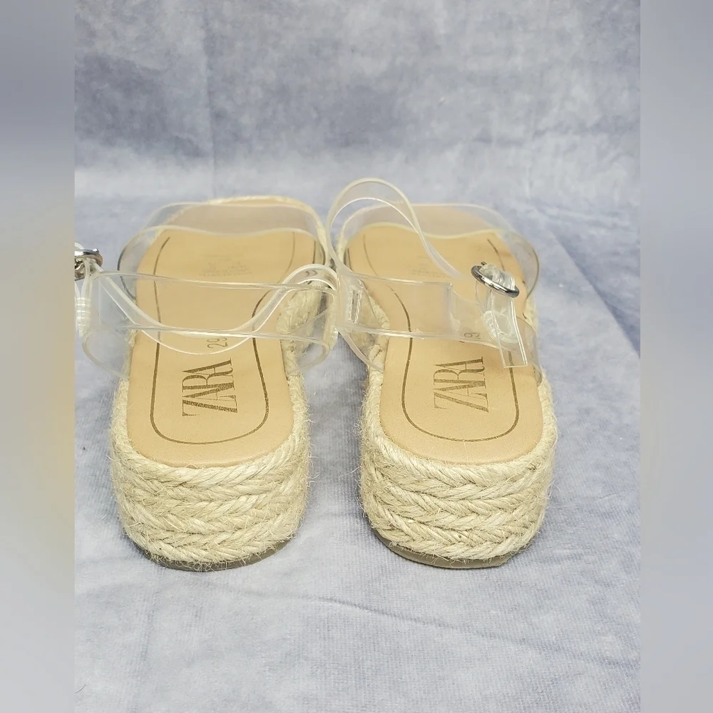 Zara Sandals Espadrille Flats Beige Fabric Slip On Girls Size 29‎